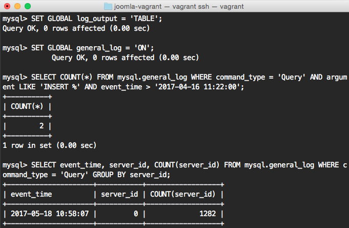 Mysql select logs